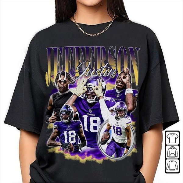 Justin Jefferson Minnesota Shirt, Vikings Vintage Football 90S Shirts-image