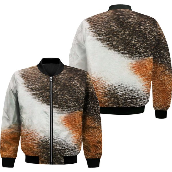 Calico Cat Fur Print Bomber Jacket-image