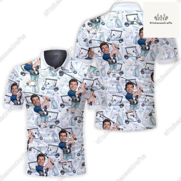 Custom Photo Funny Golfer Polo Shirt, Personalized Golf Polo Shirt-image