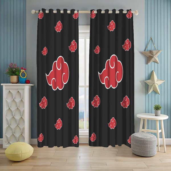 Red Cloud,manga Logo Curtain,manga Pattern,game Curtain,kidsroom Decor,gift For Anime Lover,stylish Curtain