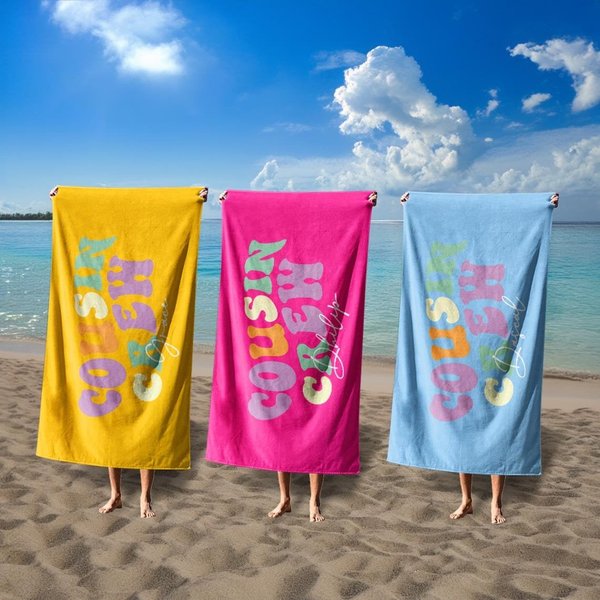 Personalized Cousin Crew Beach Towel, Custom Name Pool Towel-image