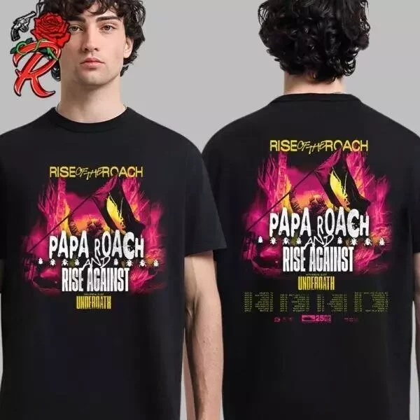 Papa Roach And Rise Against Rise Of The Roach Tour 2025 T-Shirt-image