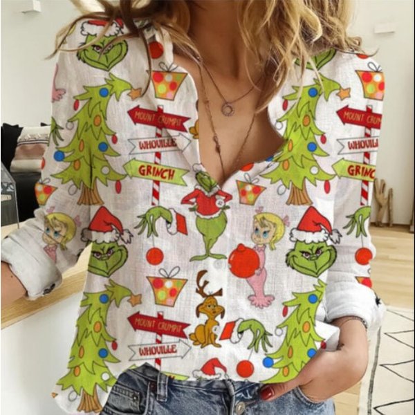 Christmas Casual Shirts, Christmas Gifts, Funny Character Linen Button-image