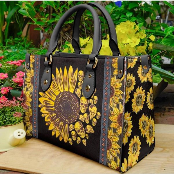 Sunflower Leather Bag,Sunflower Lover Handbag-image