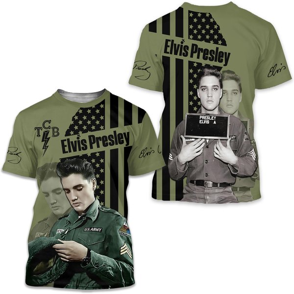 Elvis Presley Rock Band 3D T-Shirt, Music T-Shirt-image