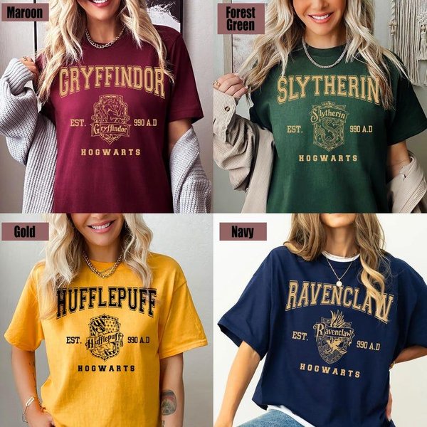 Vintage Wizard House Shirts, Hogwarts House-image
