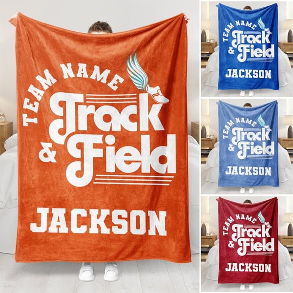 Personalized Track And Field Blanket - Custom Name, Team Name Fleece Blanket