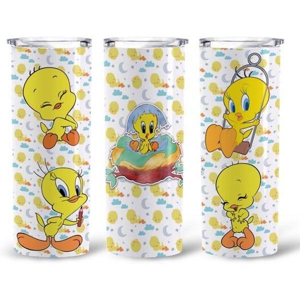 Tweety 20Oz Tumbler With Lid And Straw, Tumbler Gift For Tweety Lovers-image