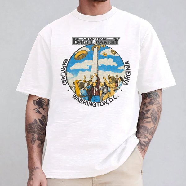 80S 90S Chesapeake Bagel Bakery Souvenir T-Shirt. Vintage 1990S-image