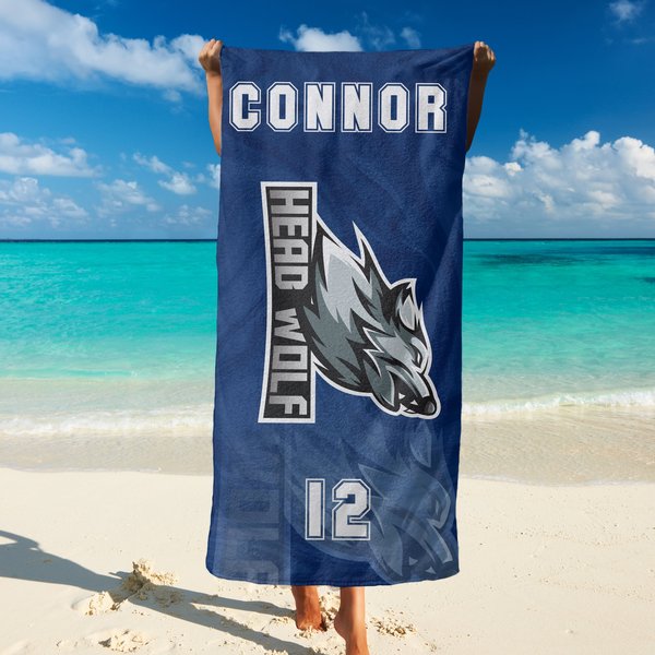 Custom Sports Team Logo Beach Towel, Add Your Logo Design Personalized Towels-image