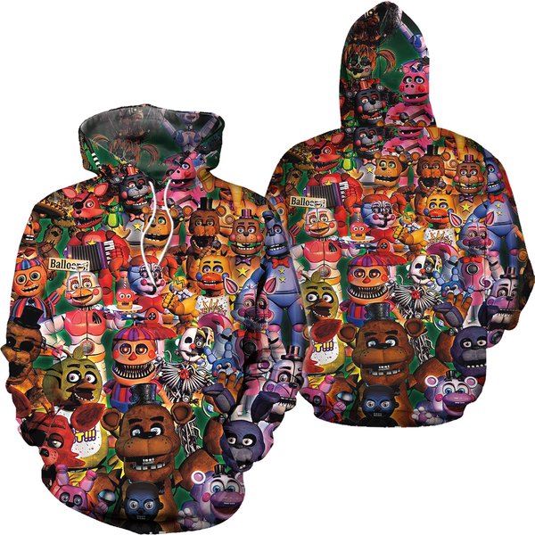 Fnaf Five Nights At Freddy's Hoodie, Horror 3d Hoodie