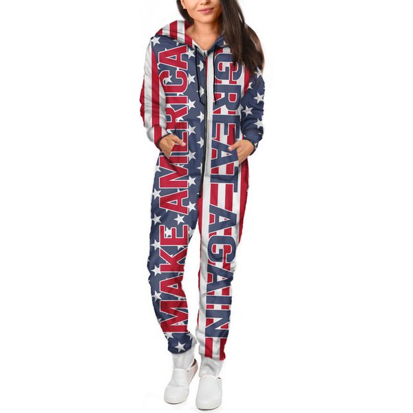 Trump Maga Adult Onesie Pajamas, Unisex Thickened Jumpsuit