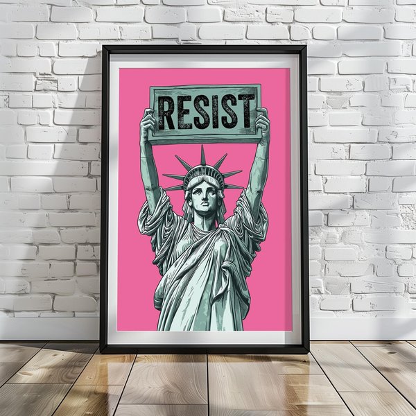 Statue Of Liberty Holding Resist Sign - Matte Vertical Posters-image