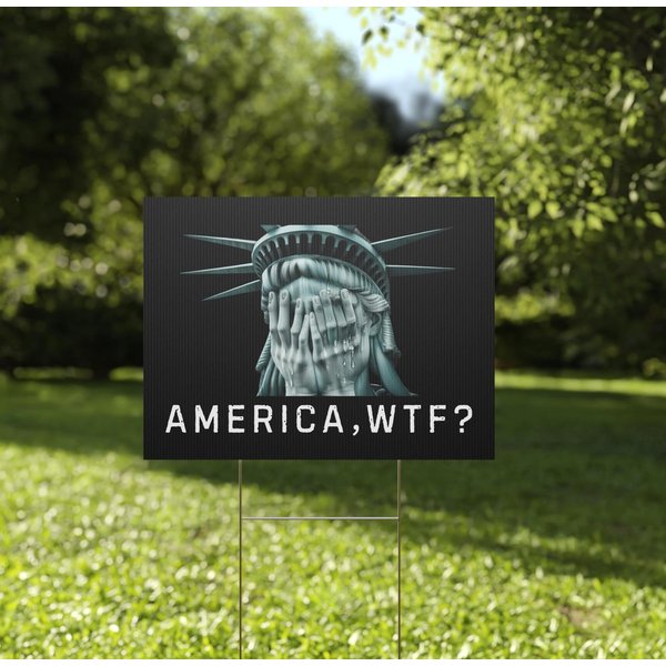 Anti Trump Yard Sign, Weeping Statue Of Liberty Yard Sign-image