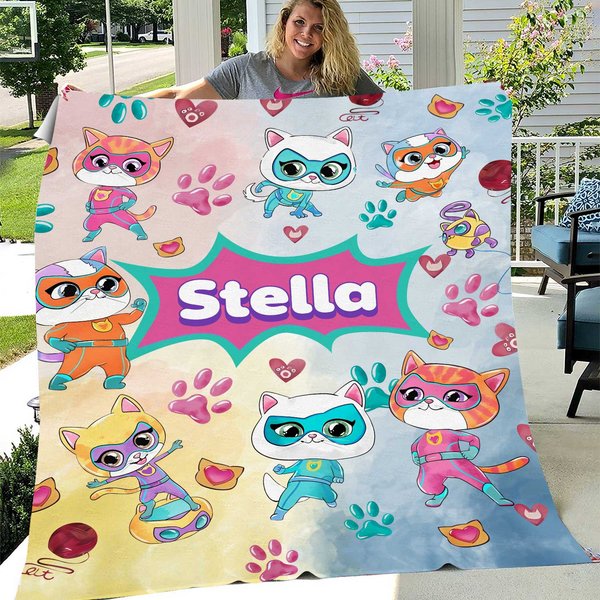 Personalized Super Kitties Custom Blanket-image