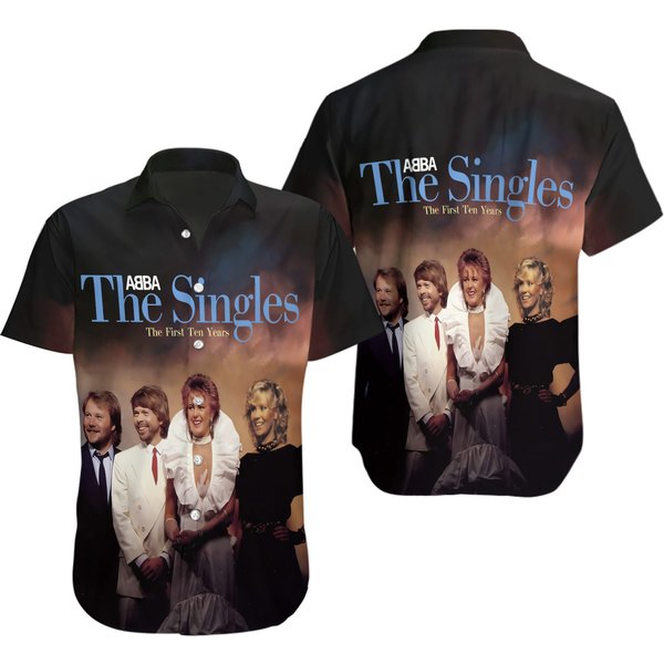 Abba The Singles The First Ten Years Short Sleeve Hawaiian Shirt-image