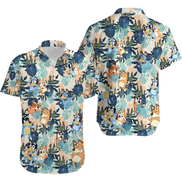 Blueys Hawaiian Shirt, Blue Dog Hawaiian Dad Life Family Shirt-image