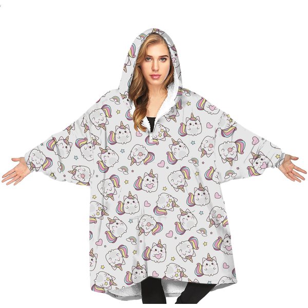 Cat Unicorn Kawaii Blanket Hoodies, Gifts For Her-image