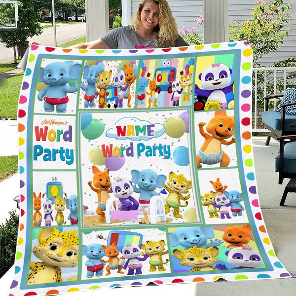 Personalized Word Party Birthday Quilt, Blanket, Word Party Fleece Blanket-image