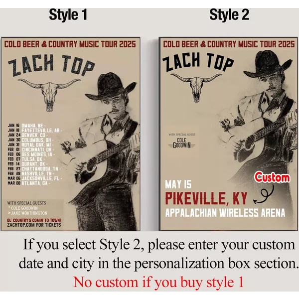 Zach Top Cold Beer Country Music Tour 2025 Poster-image