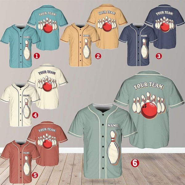 Personalized Bowling Team Baseball Jersey, Custom Name & Team Bowling Jersey-image