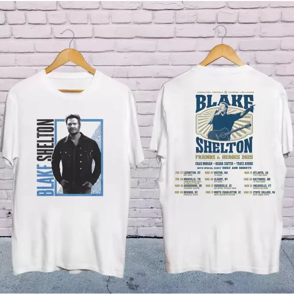 2025 Blake Shelton Friends And Heroes Tour T-Shirt, Blake Shelton Country Music-image