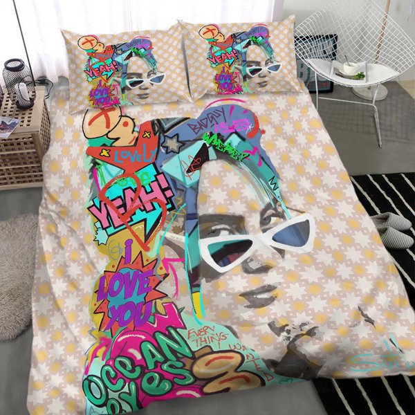 Pop Artwork Portrait Bedding Sets: Billie Eilish Comforter, Duvet Cover-image