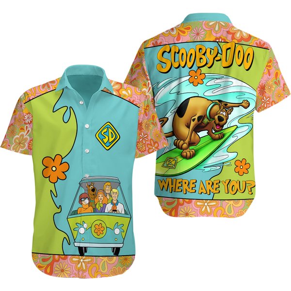 Scooby Where Are You Scoo Doo Surfing Mystery Machine Hawaiian Shirt-image