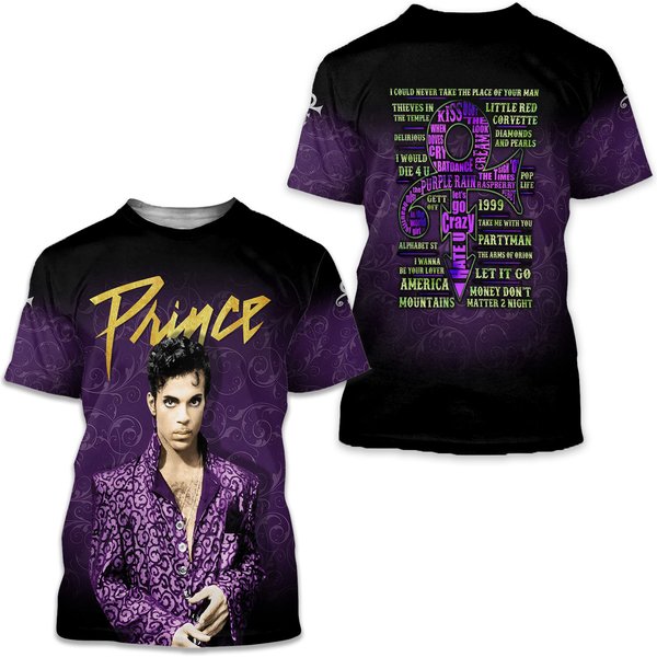 Unisex 3D Prince T-Shirt, Prince Singer T-Shirt, Aop Short Sleeve T-Shirt-image