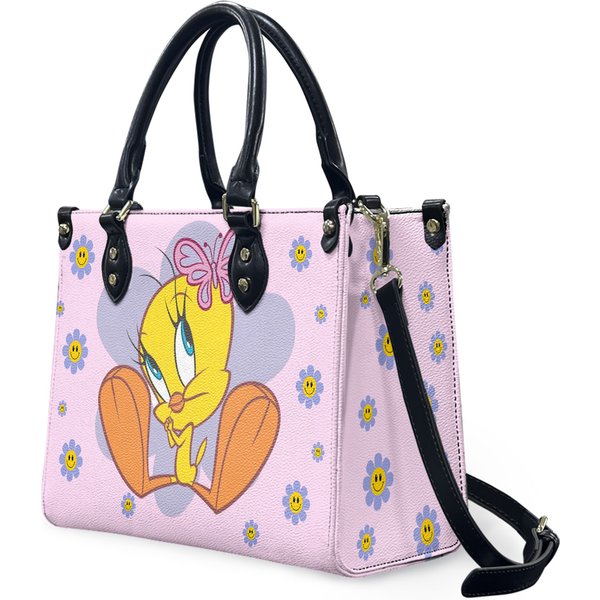 Tweety Bird Leather Handbag, Tweety Bird Bag, Leather Shoulder Bag, Custom Wallet For Her-image