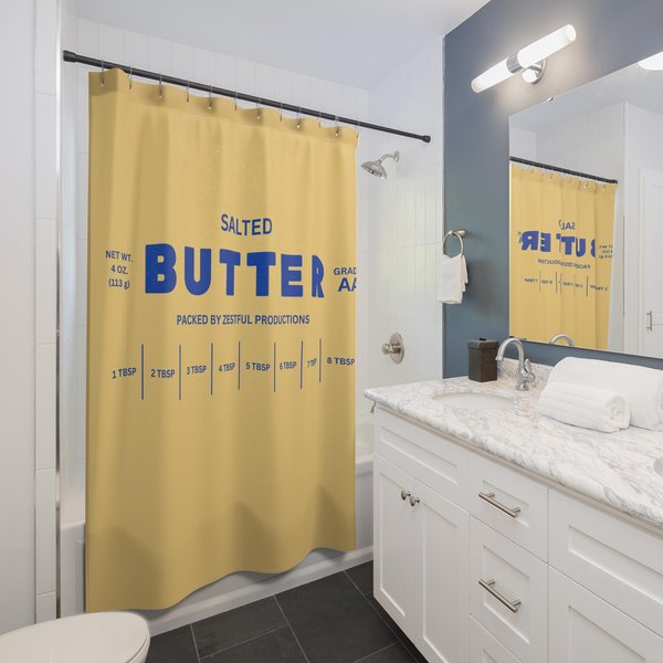 Stick Of Butter Shower Curtain - Fun Foodie Bathroom Decor - Quirky And Unique Gift For Butter Fans