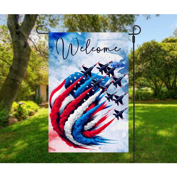 Patriotic Red White Blue Garden Flag-image