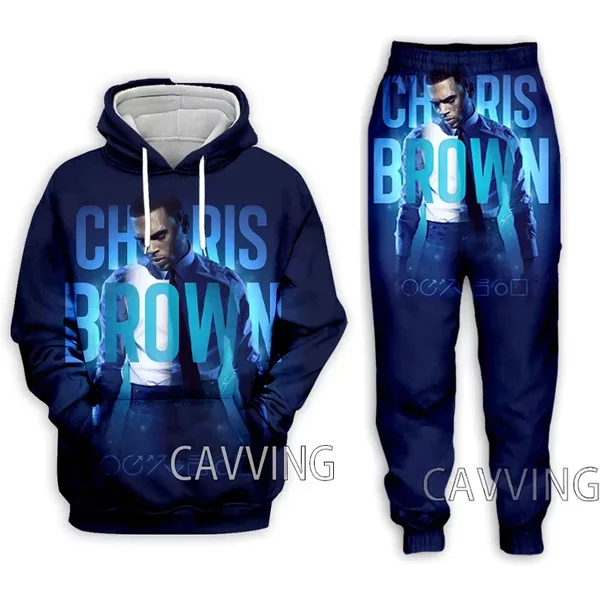 Rapper Chris Brown Hoodie Jogger Set-image