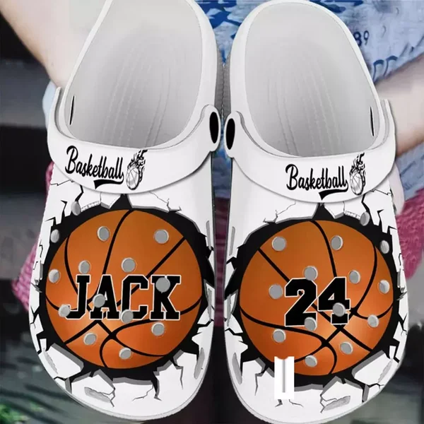 Custom Basketball Clog Shoes, Personalized Name & Number Sports Footwear