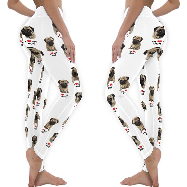 Pug White Animal Print Leggings