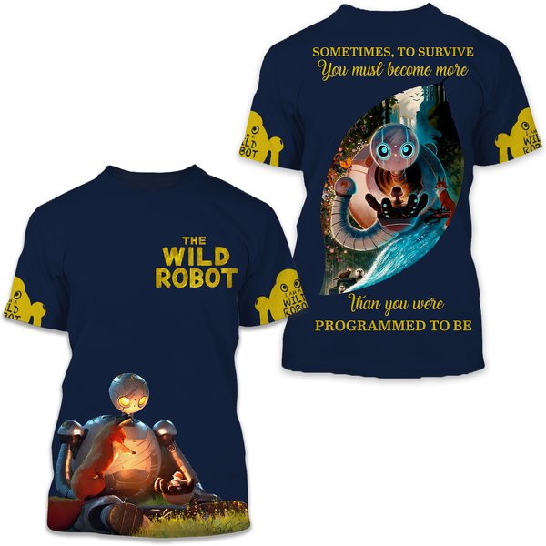 The Wild Robot 3D Shirt, Wild Robot Movie 3D Shirt, The Wild Robot Cartoon 3D Shirt-image