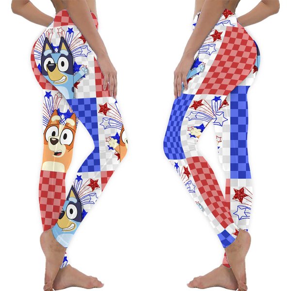 Blueydad And Bingo Fireworks Independence Day Leggings, Gifts For Blueydad Fan-image