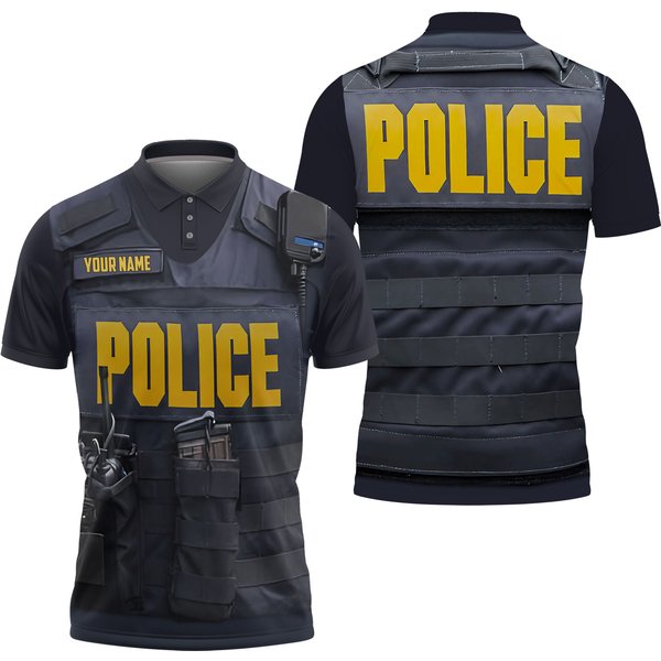 Police Shirt Personalized Name 3d Polo Shirt Gifts For Policeman Fathers Day Gifts