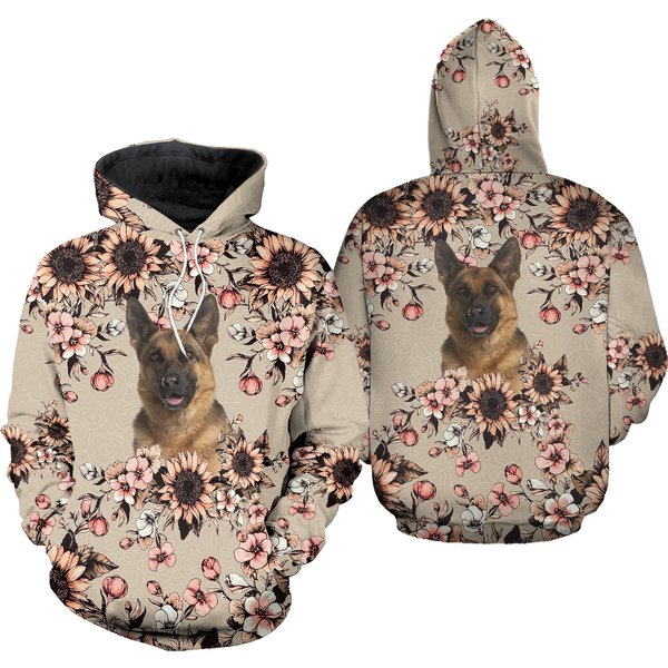 German Shepherd Flower Hoodie Leggings Set-image