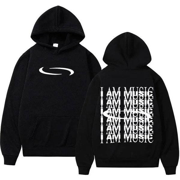I Am Music Logo Hoodie, Mens Streetwear, Y2k Hoodie