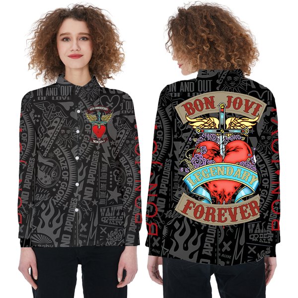 Bon Jovi Casual Linen Blouse For Women