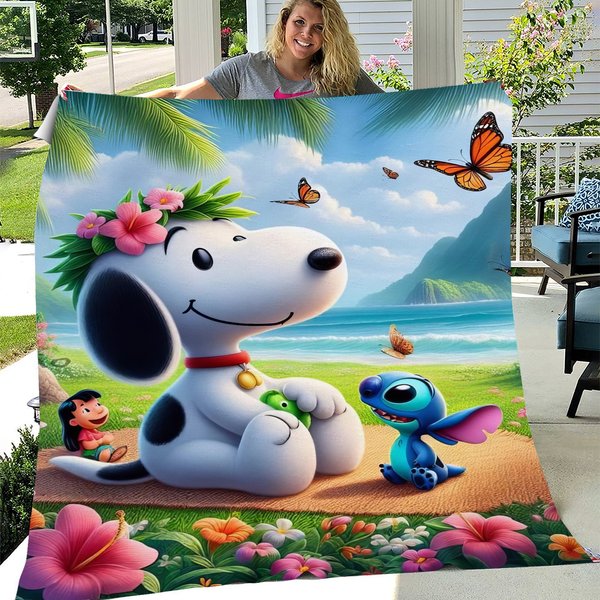 American Snoopy Dog Blanket Soft Fluffy Cartoon Fleece Blanket