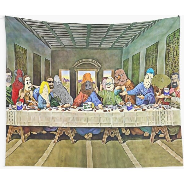Last Supper Of Browntown Wall Tapestry, Sassy Wall Hanging, The Big Lez Show Tapestries-image