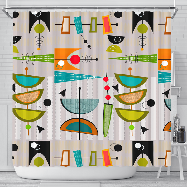 Mid-Century Modern Abstract #55 Shower Curtain-image