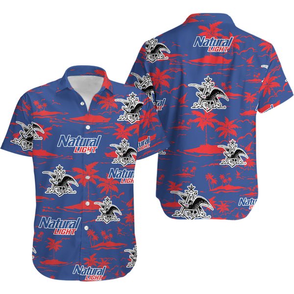 Natural Light Hawaiian Beach Pattern Shirt, Hawaii Beer Shirt, Natural Light Hawaiian Summer Shirt-image