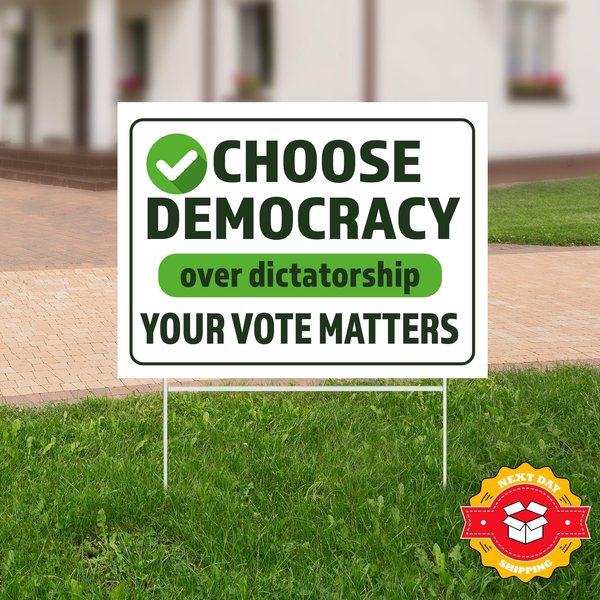 Choose Democracy Over Dictatorship Yard Sign, Anti Trump Sign-image