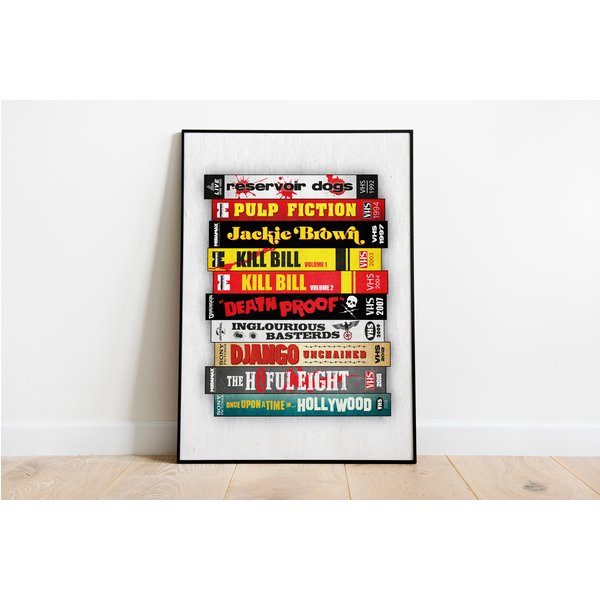Quentin Tarantino Movie Poster Retro Vhs Print - Birthday Wedding Anniversary Gift Wall Art
