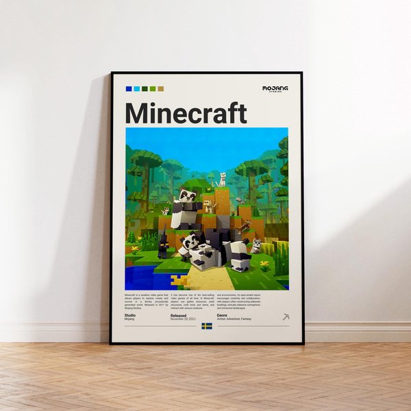 Minecraft Poster, Video Game Poster, Minecraft Fan Gift, Gamer Gift, Video Game Room Decor-image