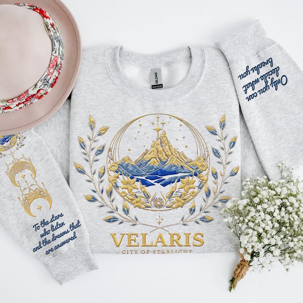 Velaris Embroidered Sweatshirt,velaris City Of Starlight Embroidered Sweatshirt
