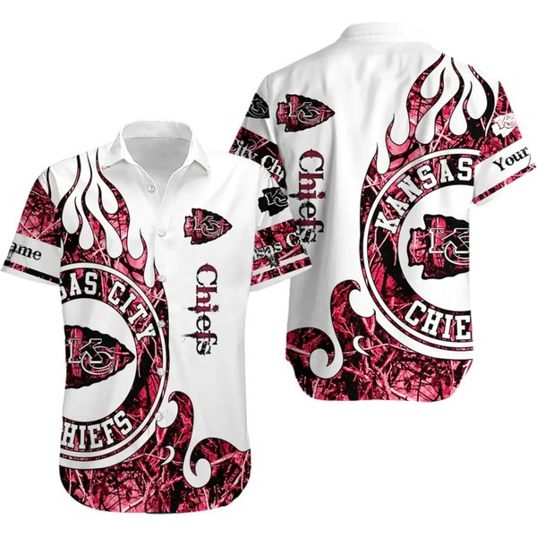 Custom Kc Football Team Chiefss Hawaiian Button Down-image